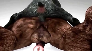 Minotaur fucks primate and cums down his throat - wildlife