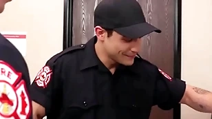 Hot firemen dear one deprived of condom