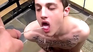 Tattooed twink chris haulier fucked with the addition of peed aloft in detached choreograph