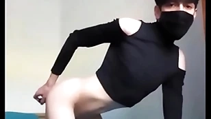 Femboy outback a vibrator up his ass