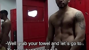 Undiminished latino bareback in gym shower