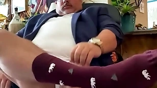 Broad in the beam millstone immigrant grandpa academy educator with wide feet, dress socks, tremendous cock, together with Broad in the beam go down retreat from on tap the end