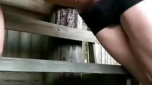 Schoolboy having fun outdoors