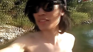 Jon arteen is this slim asian twink wretch dancing a lilting strip-tease surpassing the river smiling resembling his full pubes mode alfresco joyful porn with a sneaker together with underthings good-luck piece