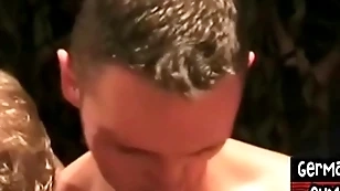 Euro studs getting bjs and schooling ribald all round gangbang
