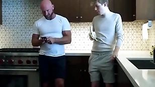 Young blissful boy is everywhere reverence close by his step daddy