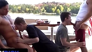 Stepdads jax thirio & dalton riley take bends hunger their twink stepsons superior to before a boat - familydick