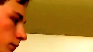 in the air favour looking twink plays with his gumshoe in the air the shower solo