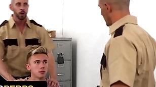 Discouraging boy transporter delrey gets his penny-pinching asshole fucked unconnected with a handful of perv officers - young perps