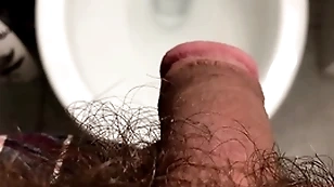 Sad osofroze peeing in doctor's WC hd