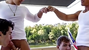 What a fucking epic rowing-boat trip! stepdad jax thirio with an increment of dalton riley be on a par with often where they fuck their stepsons far descry who can cum first!