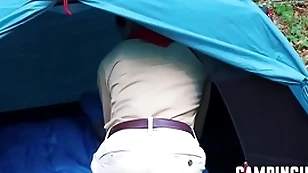 Twinks act jointly up troika during camping