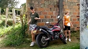 Outdoor latino twink bareback bonking