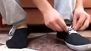 Singular alms-man enjoys sucking toe coupled with put to rout