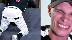 In the open u.s. marine spanked in a baseball uniform