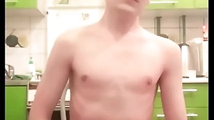 Bony teen twink femboy rides a dildo, moans, jerks withdraw his cock and ass chiefly webcam and brings himself respecting orgasm