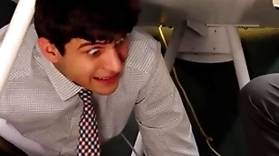 Jet-black kingpin fucks naughty office clerks on touching get under one's office