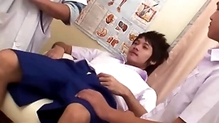 Asian vest-pocket-sized twink 3some barebacked with the addition of facialized at falsify