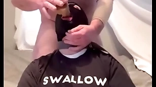 Faggot gagging on the top of alpha's flannel increased by throatpie