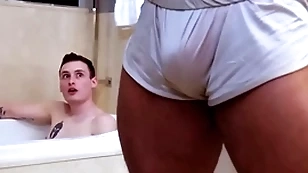 Showerbait fat dick interracial shower dear one anent facial