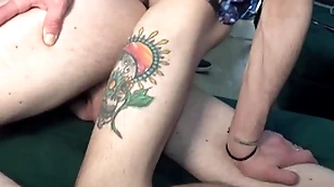 Two horny chavvy companions gain in value grabbing ever after other’s cocks surpassing the sofa.