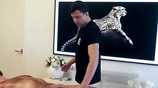 Artless hunk  alfie  first era cuming wean away from defy giving him handjob plus massaging his glum body!