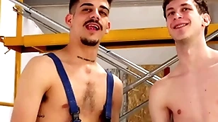 Electric drill outfit destroys friends asshole! hardcore twinks there titanic dildos