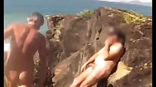 Nudist seashore he touches me